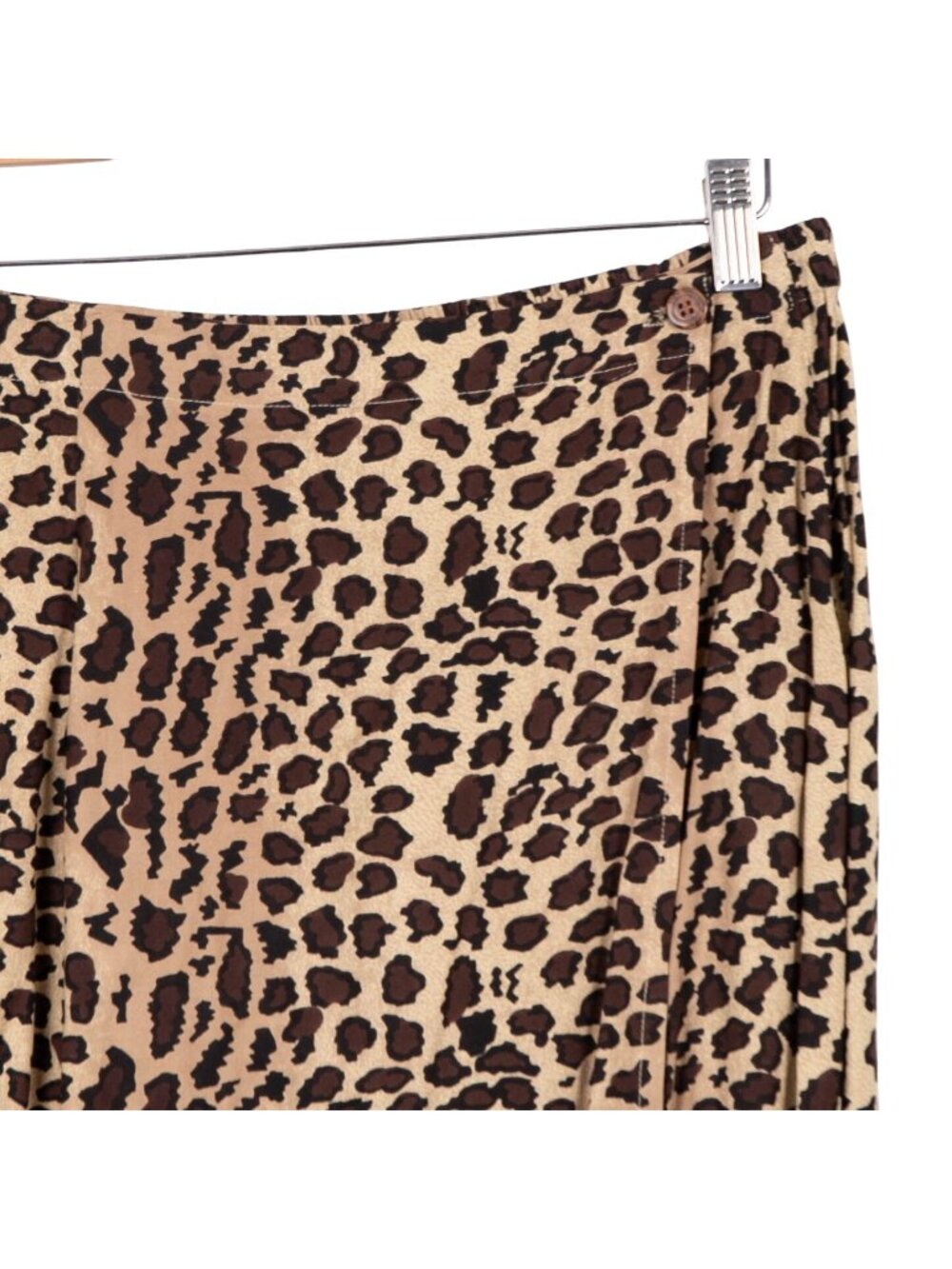 Leopard Print Wrap Skirt M Womens Maxi Y2K Fringe Hem Indie Safari 90s Modest - Picture 2 of 6